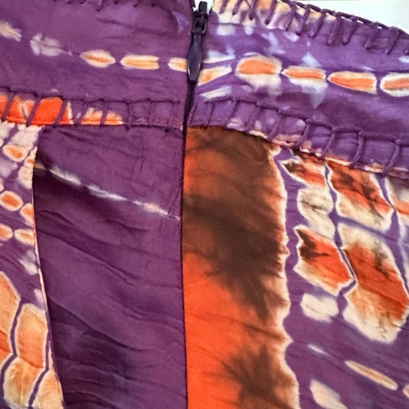 CAROLINA K High Waisted Plazzo Pants Tie Dye Purple & Orange Size S - Picture 5 of 10